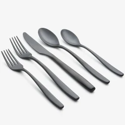 Averie Black Satin 20-Piece Flatware Set