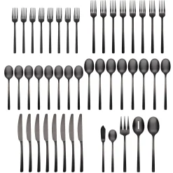Beacon Black Satin 45-Piece Flatware Set