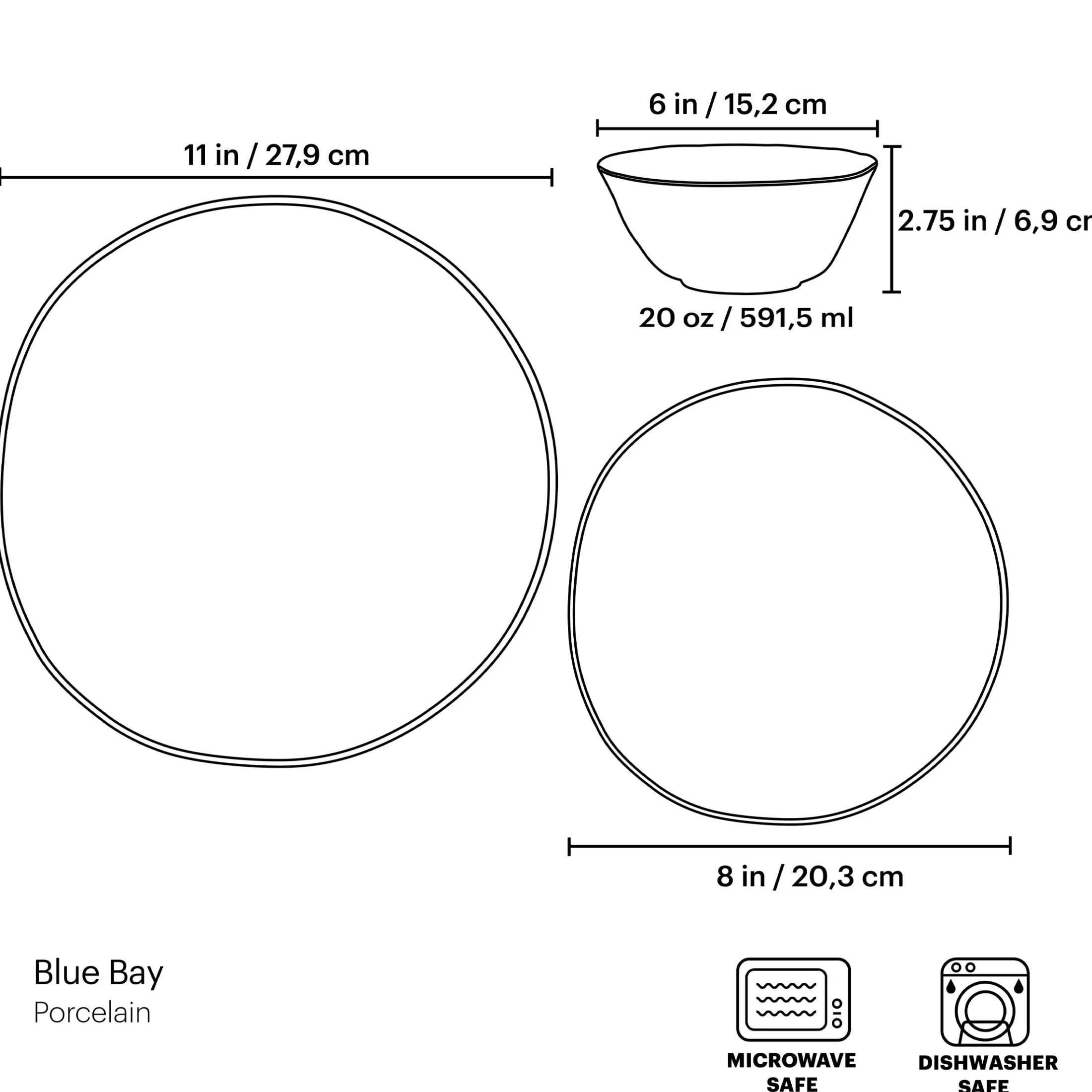 Blue Bay 12-Piece Dinnerware Set