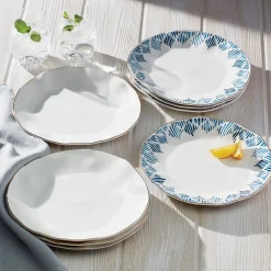 Blue Bay White Dinner Plates, Set of 4