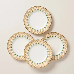 British Colonial Bamboo Accent Plates, Set of 4