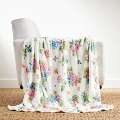 Butterfly Meadow Hydrangea Throw Blanket