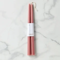 Dipped Rose 12" Taper Candle, Set of 2