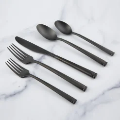 Emmy Black Satin 20-Piece Flatware Set