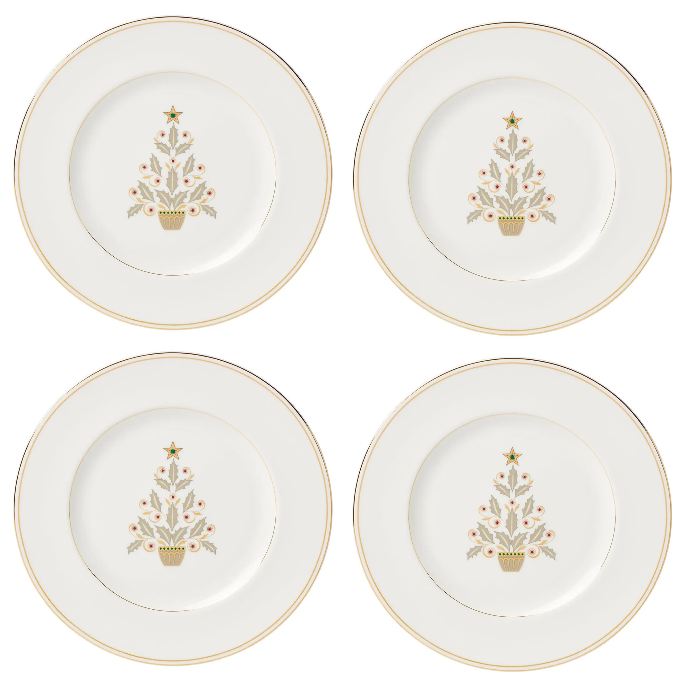 Federal Gold Tree Accent Plates, Set of 4