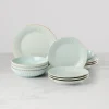 French Perle Groove Ice Blue 12-Piece Dinnerware Set