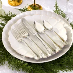 French Perle Scallop White Dinner Plates, Set of 4