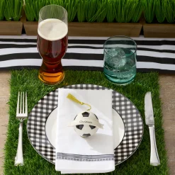 Gingham Black Dinner Plates, Set of 4