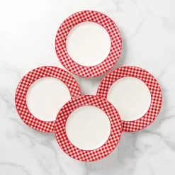 Gingham Red Dinner Plates, Set of 4