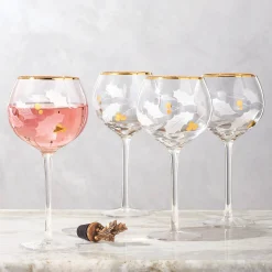 Holiday Gold Balloon Glasses, Set of 4