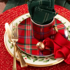 Holiday Red Tartan Accent Plates, Set of 4
