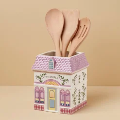 Lenox Spice Village Utensil Crock with Wood Utensils