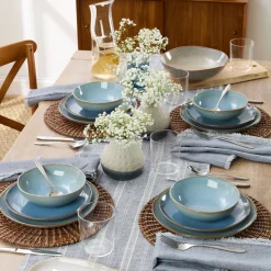 Organic Shades Blue 12-Piece Dinnerware Set