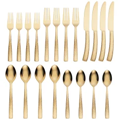 Paris Hammered Gold Titanium 20-Piece Flatware Set