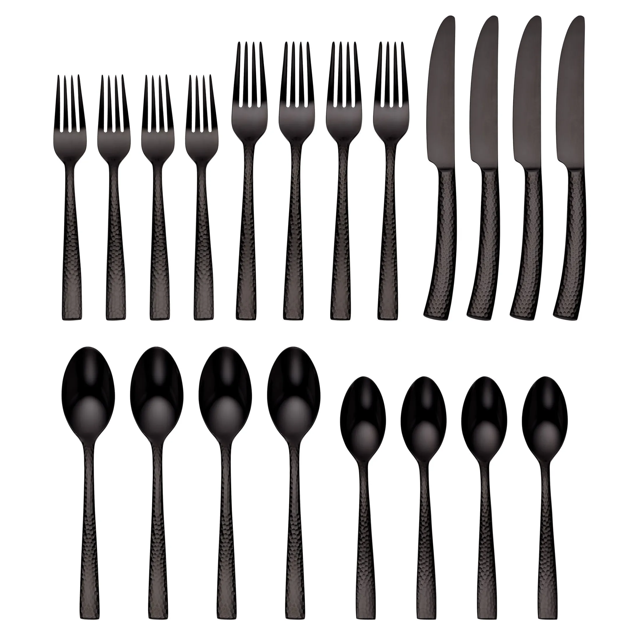 Paris Hammered Gunmetal Titanium 20-Piece Flatware Set