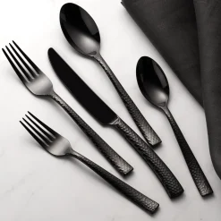 Paris Hammered Gunmetal Titanium 20-Piece Flatware Set