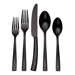 Paris Hammered Gunmetal Titanium 20-Piece Flatware Set