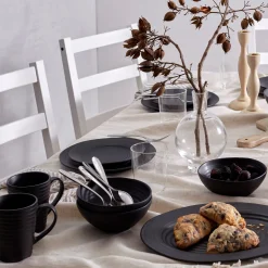 Ridge Black 12-Piece Dinnerware Set