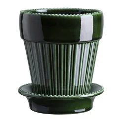 Simona Glazed Emerald Green 12cm Pot with Saucer