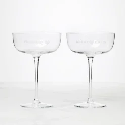 Winding Down & Cheering Up Coupe Glasses, Set of 2
